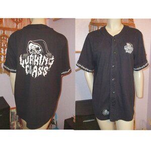 Sketchy Tank Lurking Class Shirt Size L Button Reaper Barbed Wire Skull Grunge